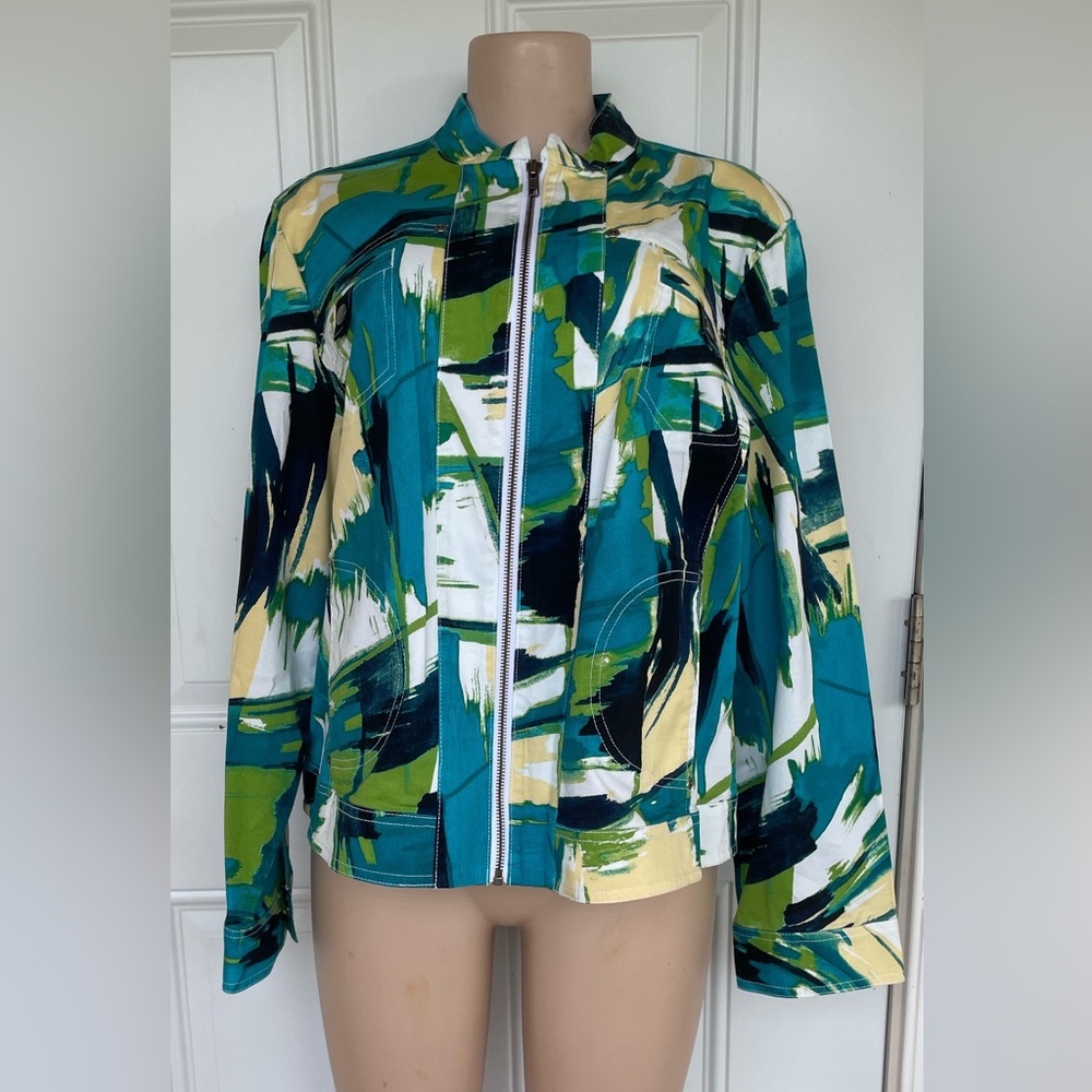Chico's Vibrant Blue and Green Jacket